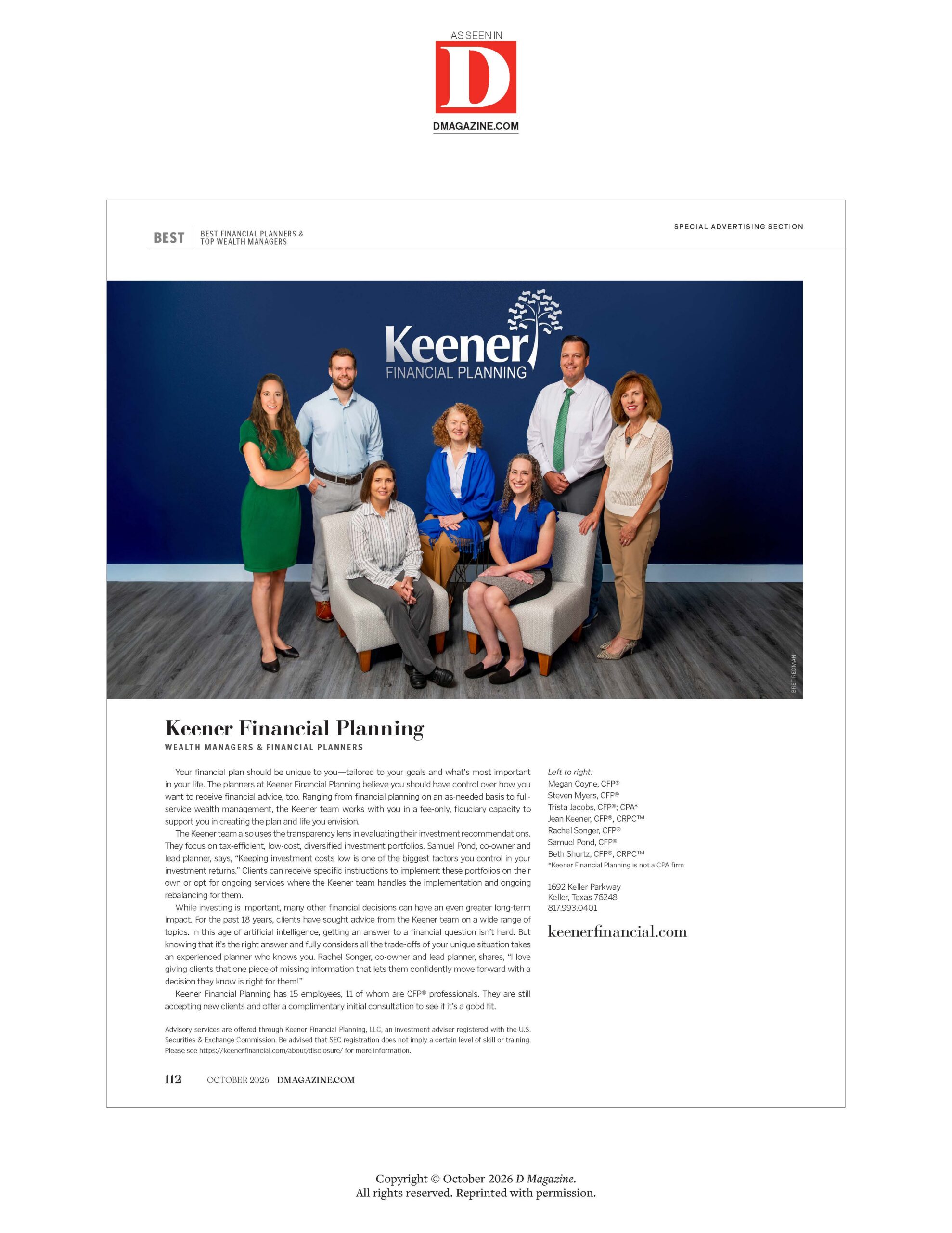 D Magazine Best Financial Planners and Top Wealth Managers